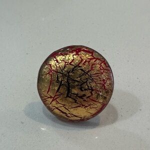 Venice Italy murano glass red and gold adjustable ring